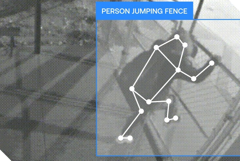 An AI-detected threat of someone jumping a fence